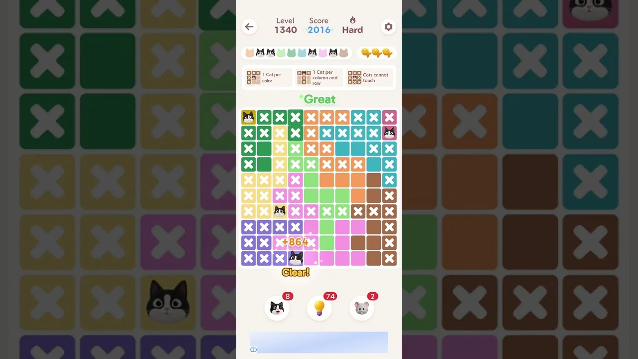Meowdoku Level 1340 board layout