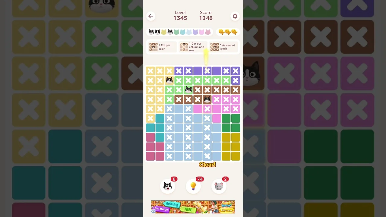 Meowdoku Level 1345 board layout