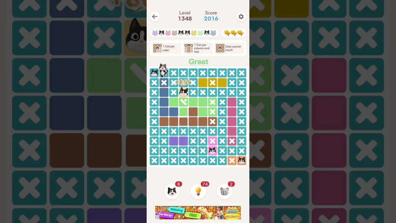 Meowdoku Level 1348 board layout