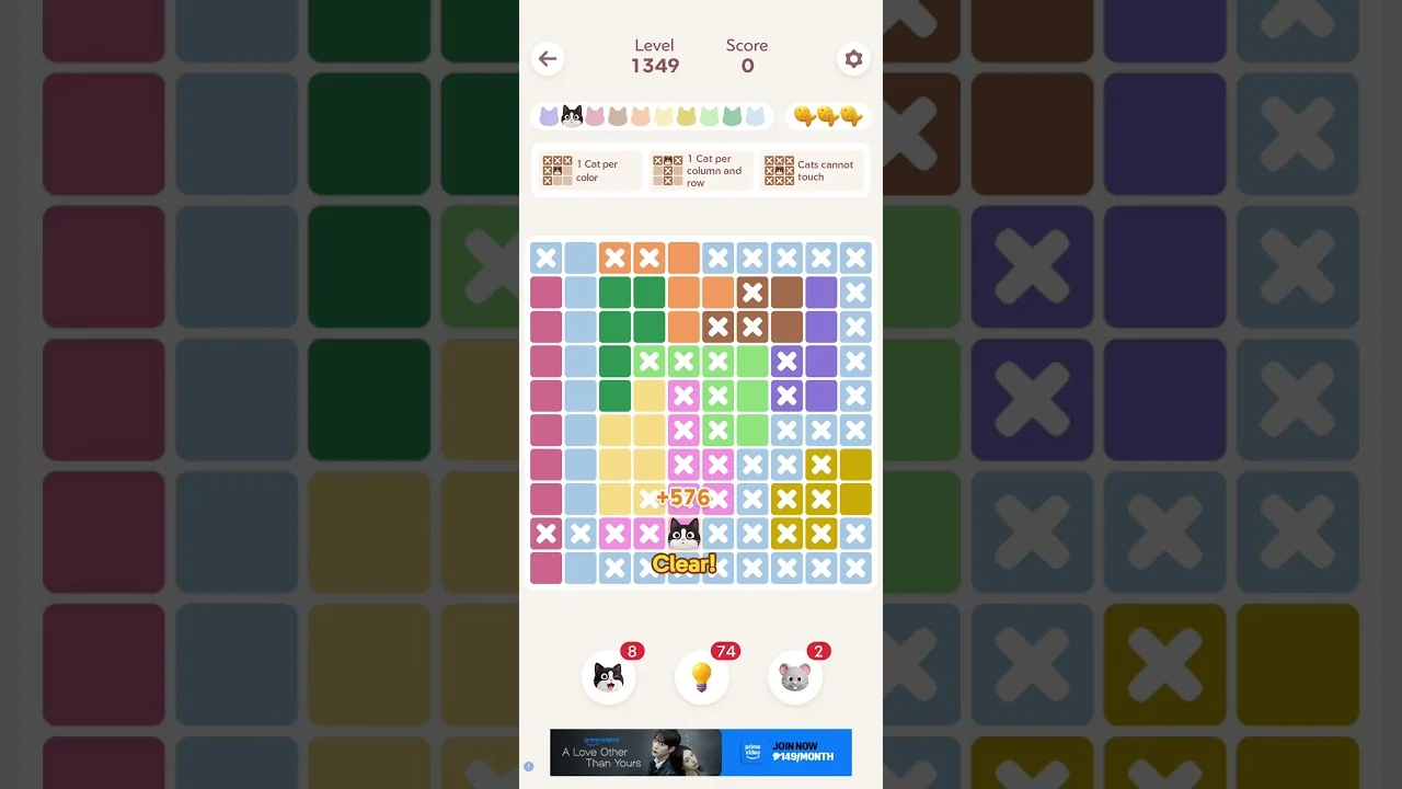 Meowdoku Level 1349 board layout