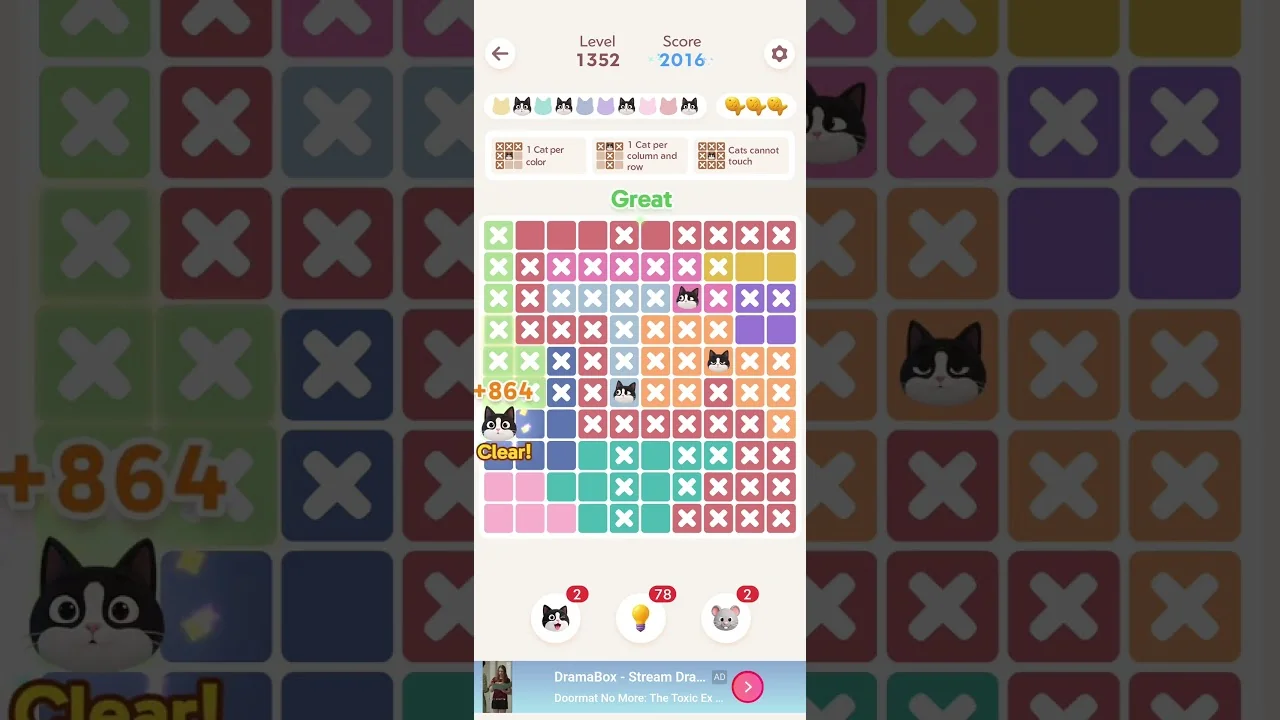 Meowdoku Level 1352 board layout