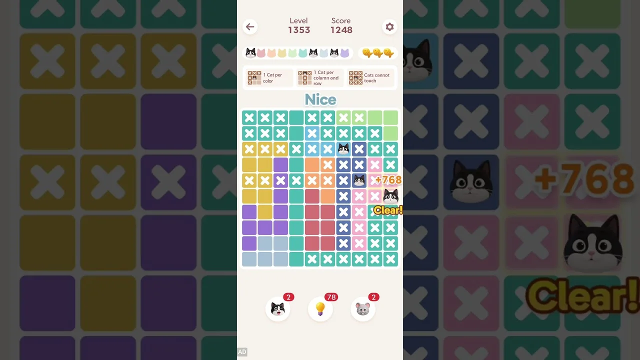 Meowdoku Level 1353 board layout