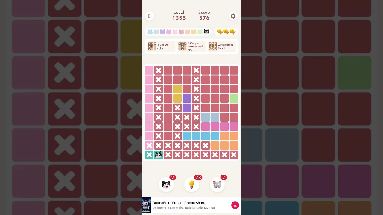 Meowdoku Level 1355 board layout