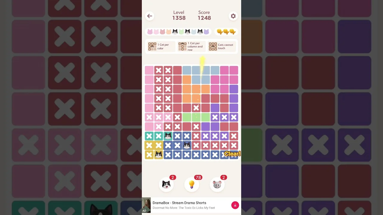 Meowdoku Level 1358 board layout