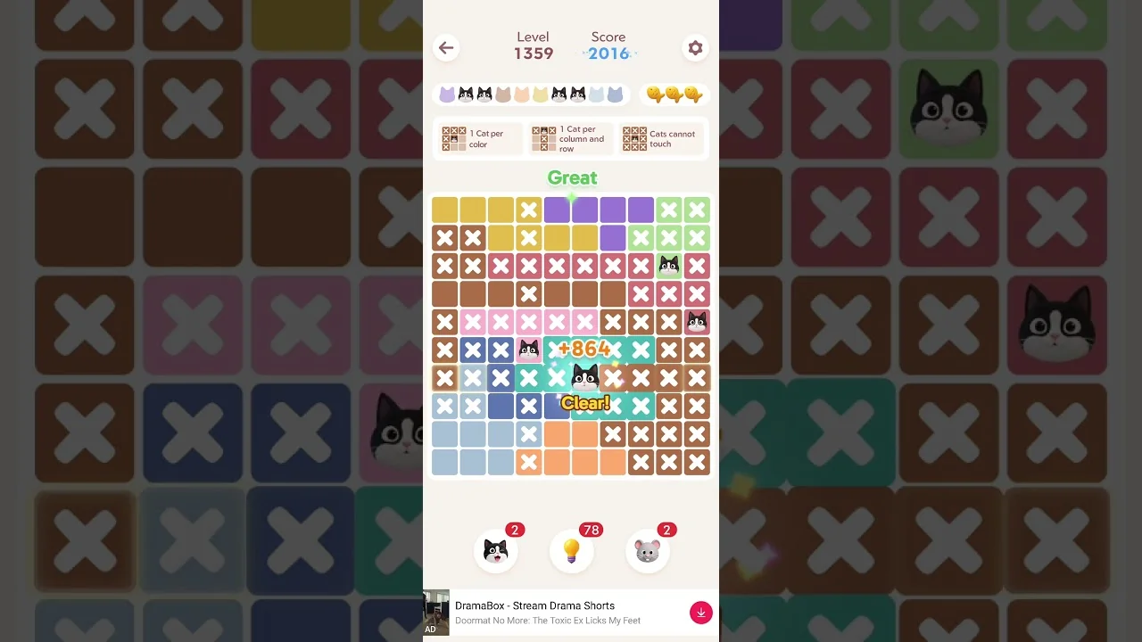 Meowdoku Level 1359 board layout