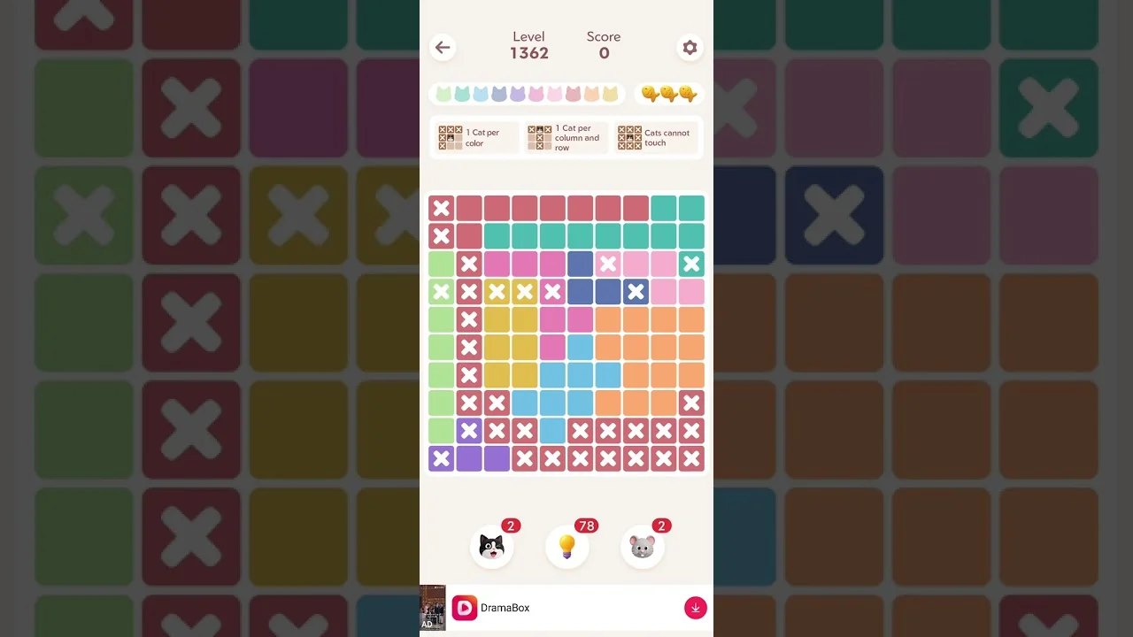 Meowdoku Level 1362 board layout