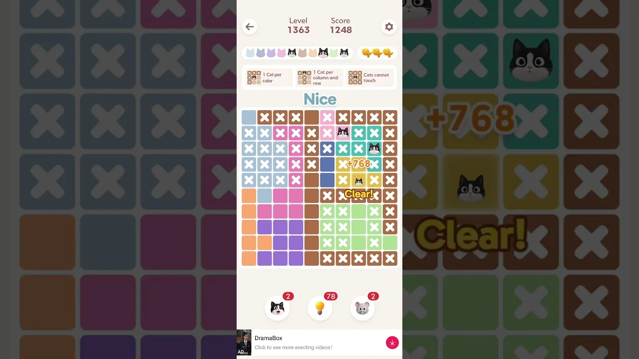 Meowdoku Level 1363 board layout