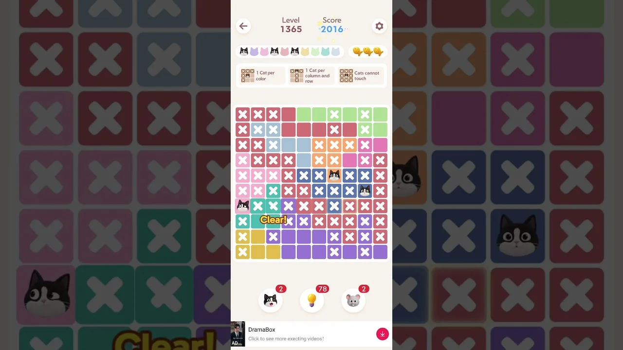 Meowdoku Level 1365 board layout