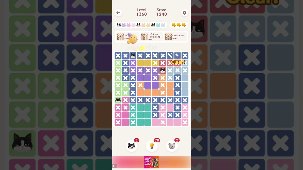Meowdoku Level 1368 board layout