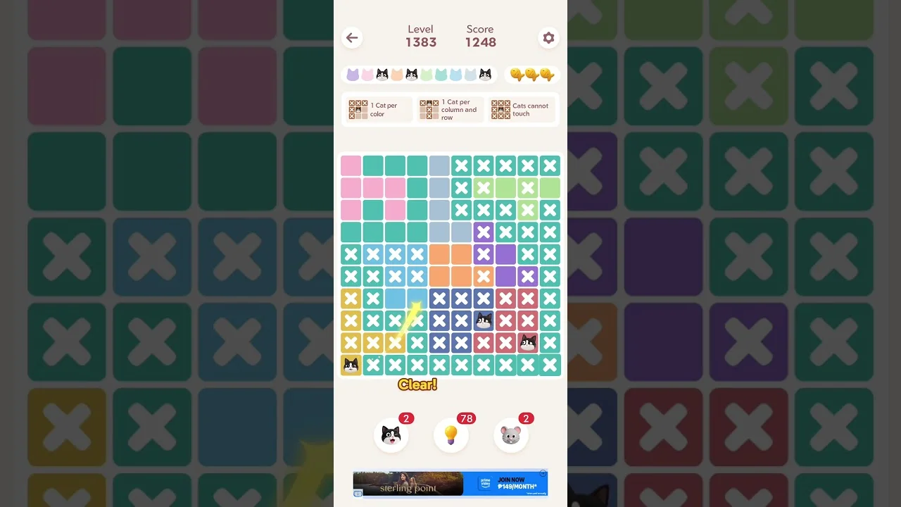 Meowdoku Level 1383 board layout