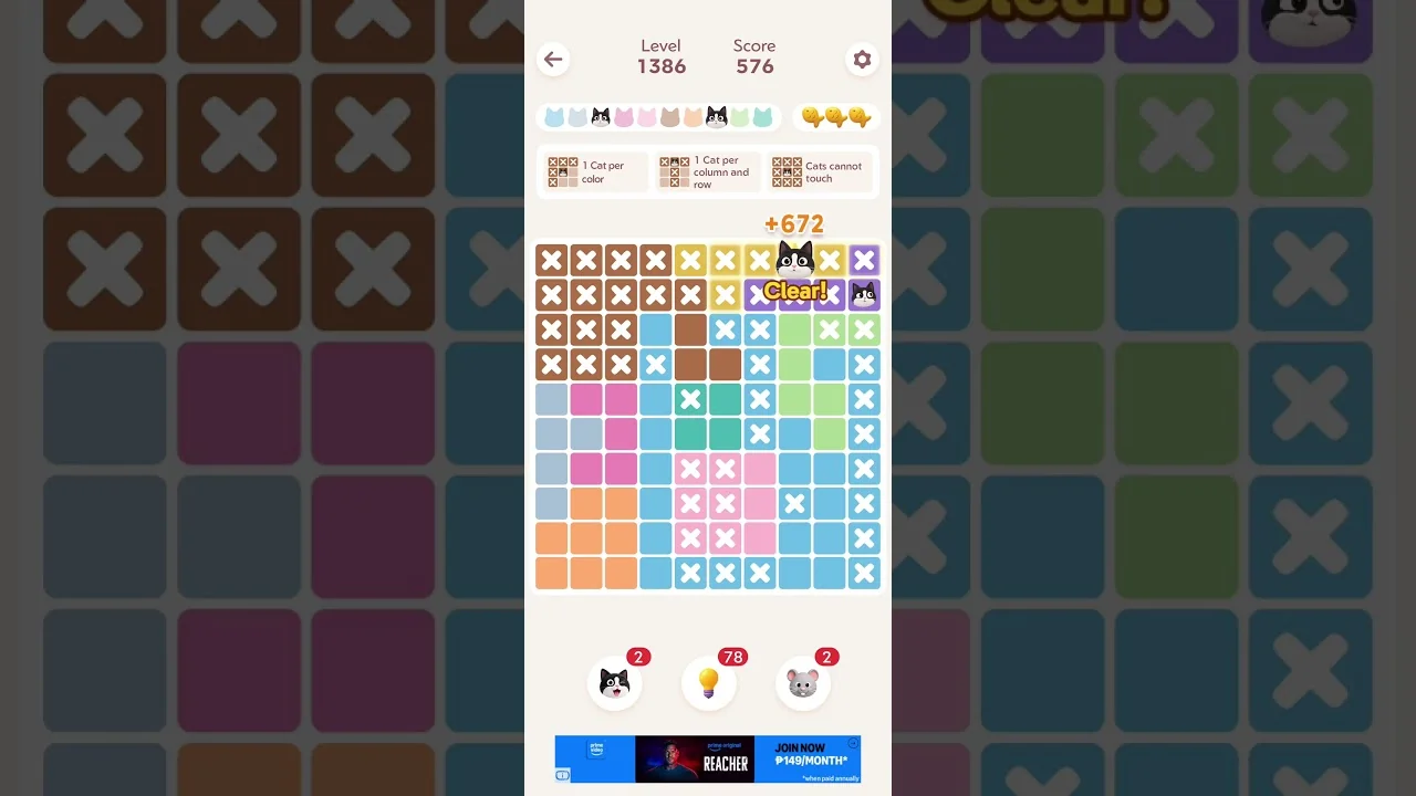 Meowdoku Level 1386 board layout