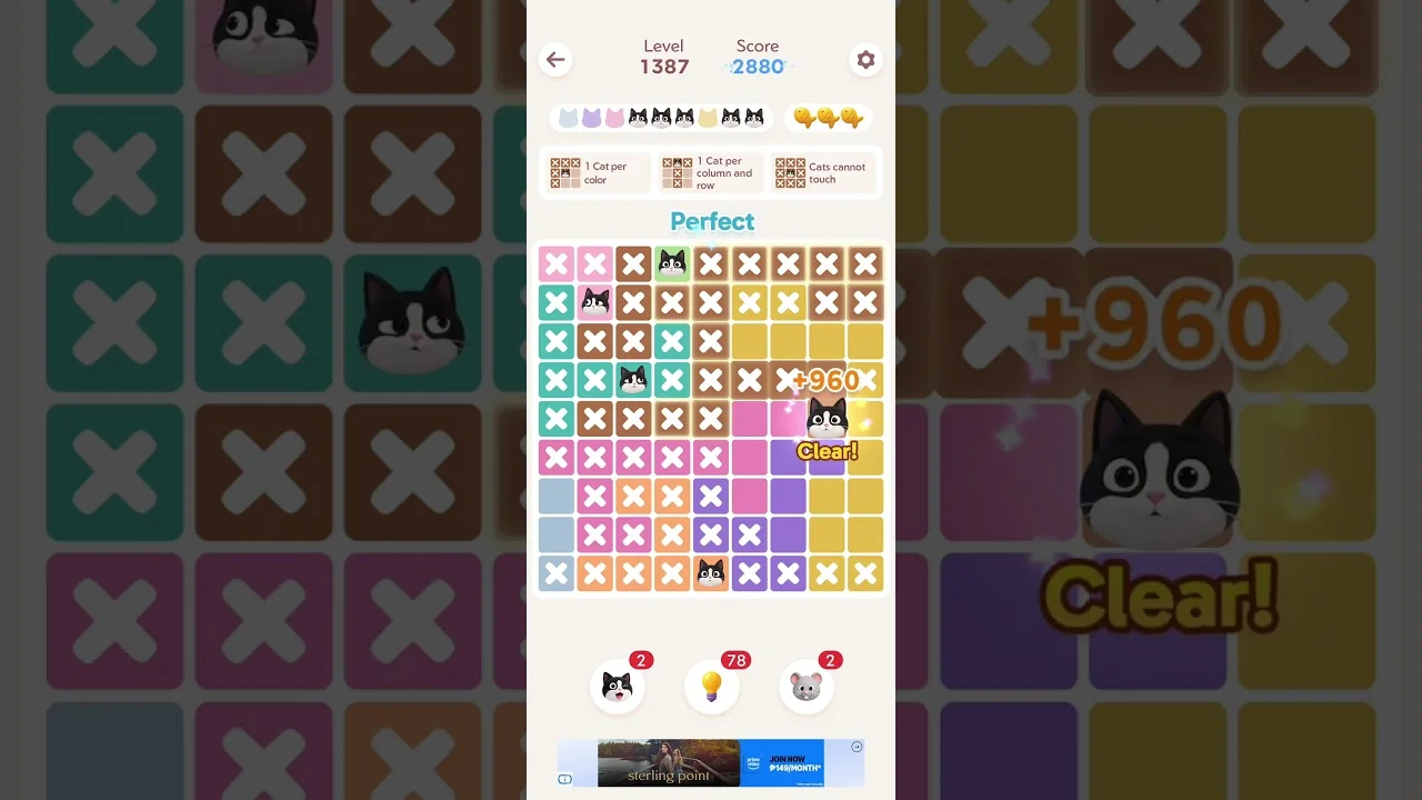 Meowdoku Level 1387 board layout