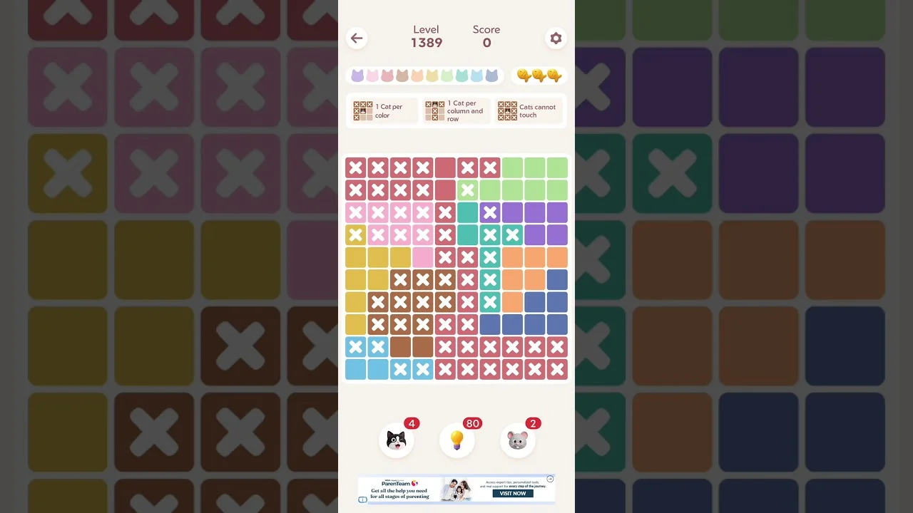 Meowdoku Level 1389 board layout