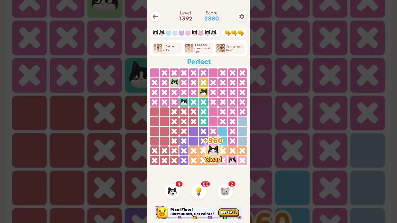Meowdoku Level 1392 board layout