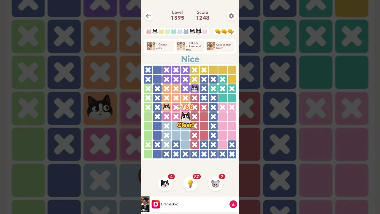 Meowdoku Level 1395 board