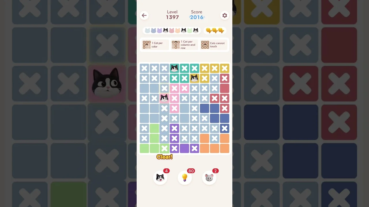 Meowdoku Level 1397 board