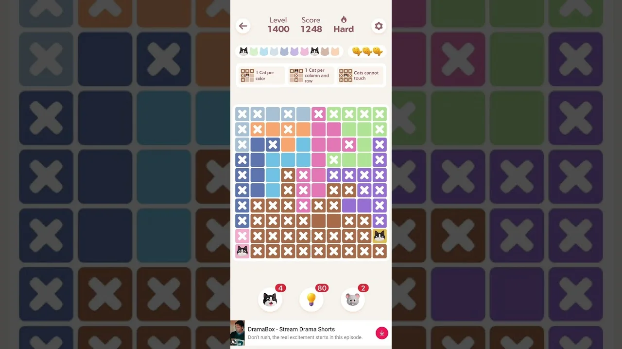 Meowdoku Level 1400 board
