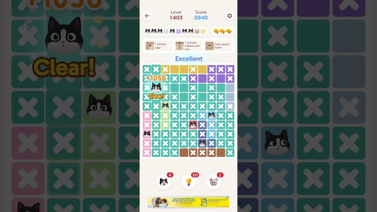 Meowdoku Level 1403 board
