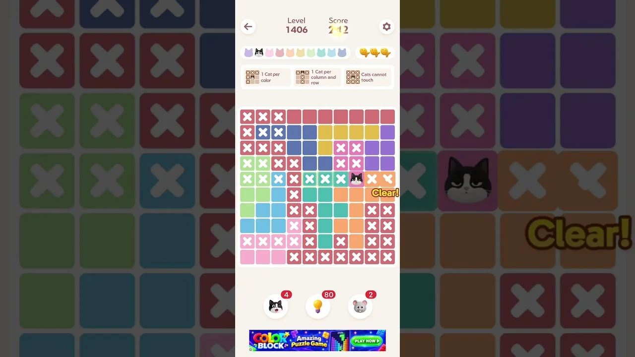 Meowdoku Level 1406 board