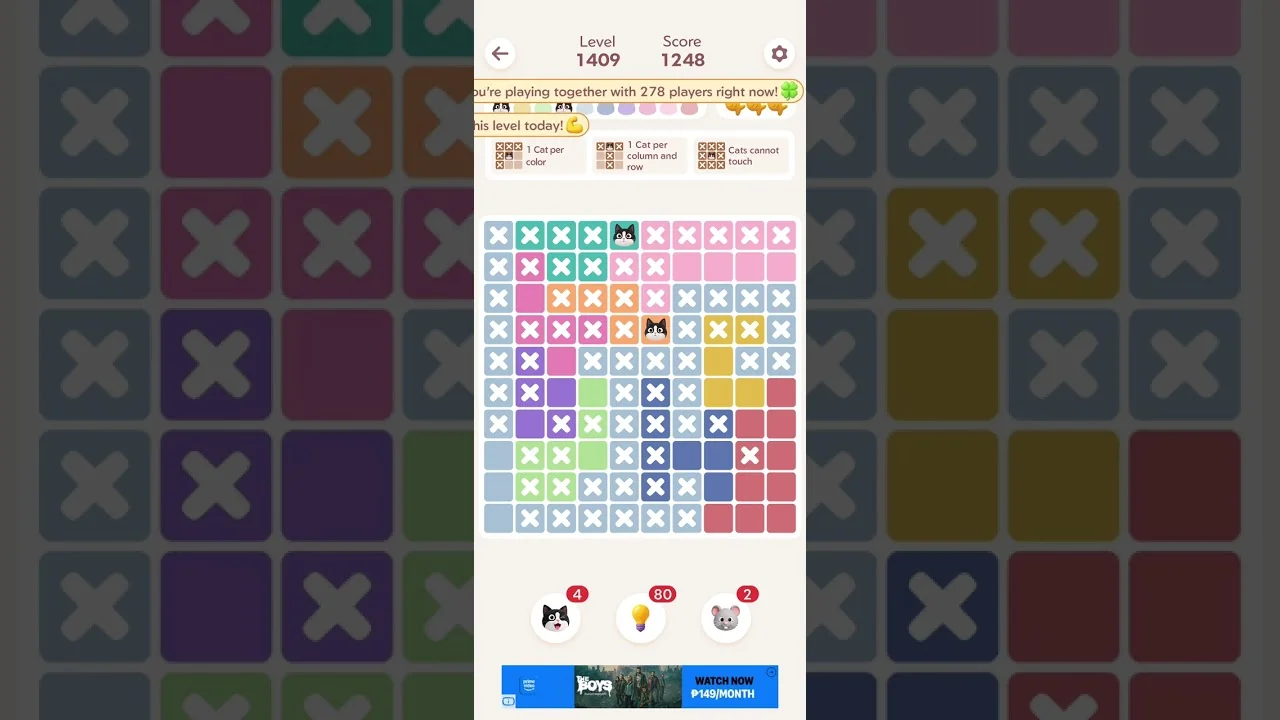 Meowdoku Level 1409 board