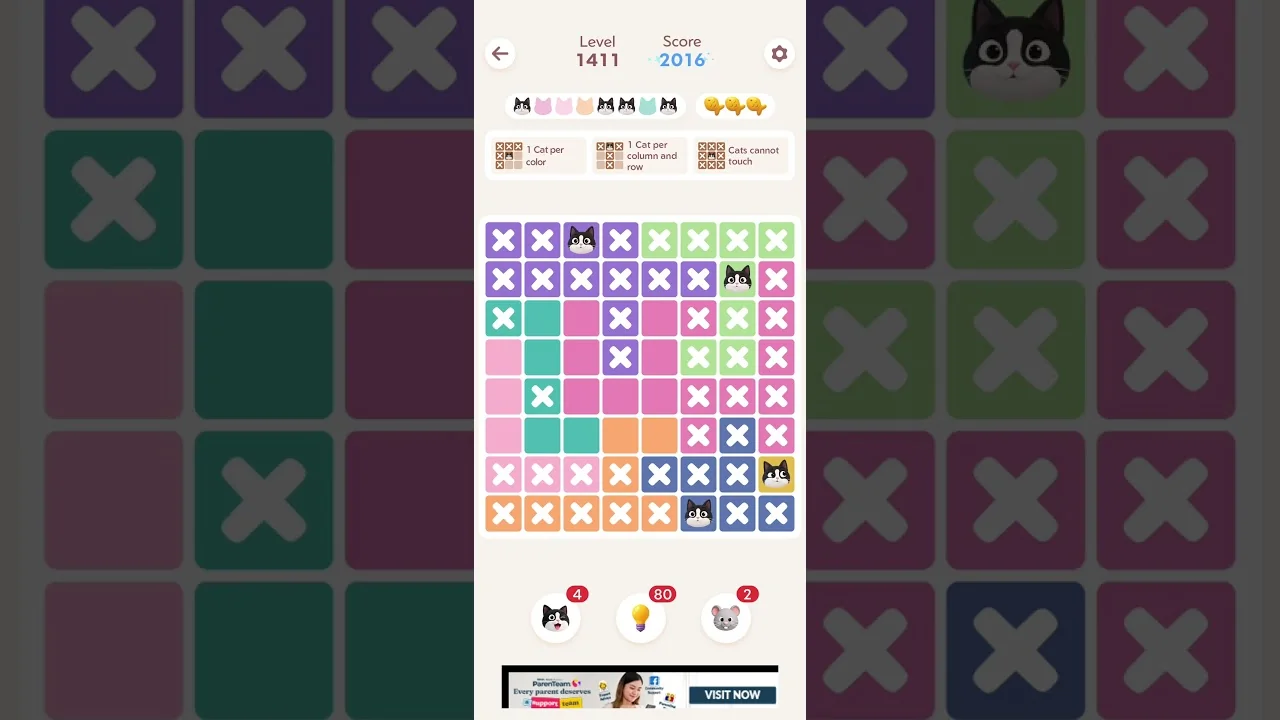 Meowdoku Level 1411 board