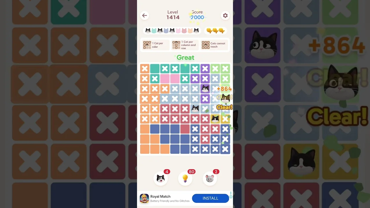 Meowdoku Level 1414 board