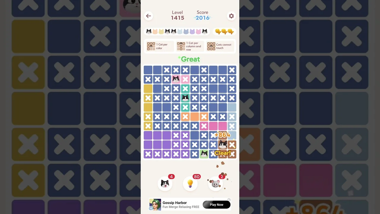 Meowdoku Level 1415 board