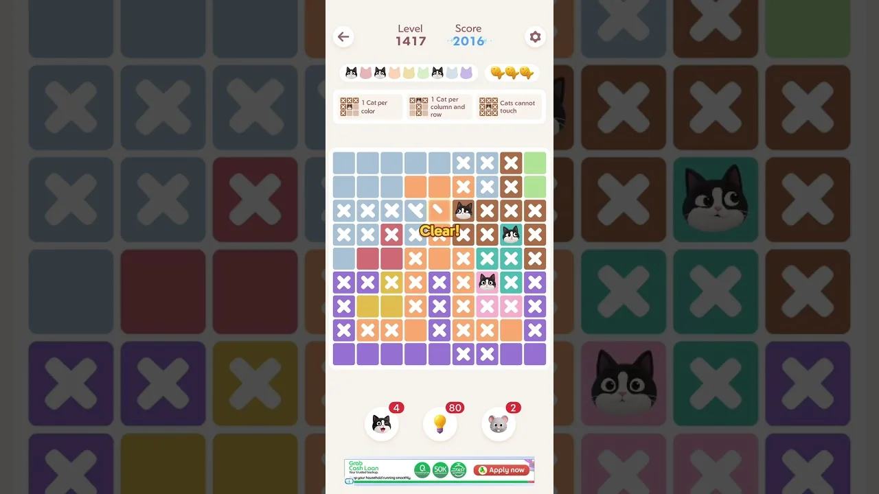Meowdoku Level 1417 board