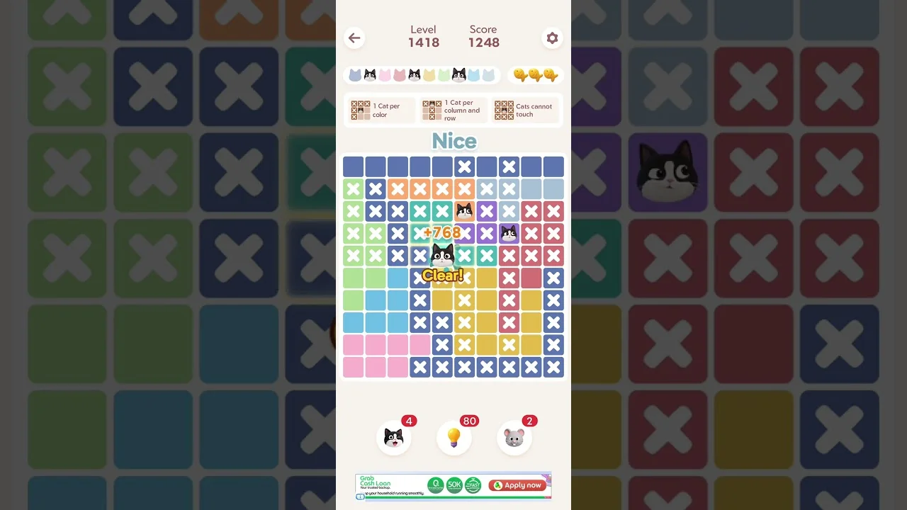 Meowdoku Level 1418 board