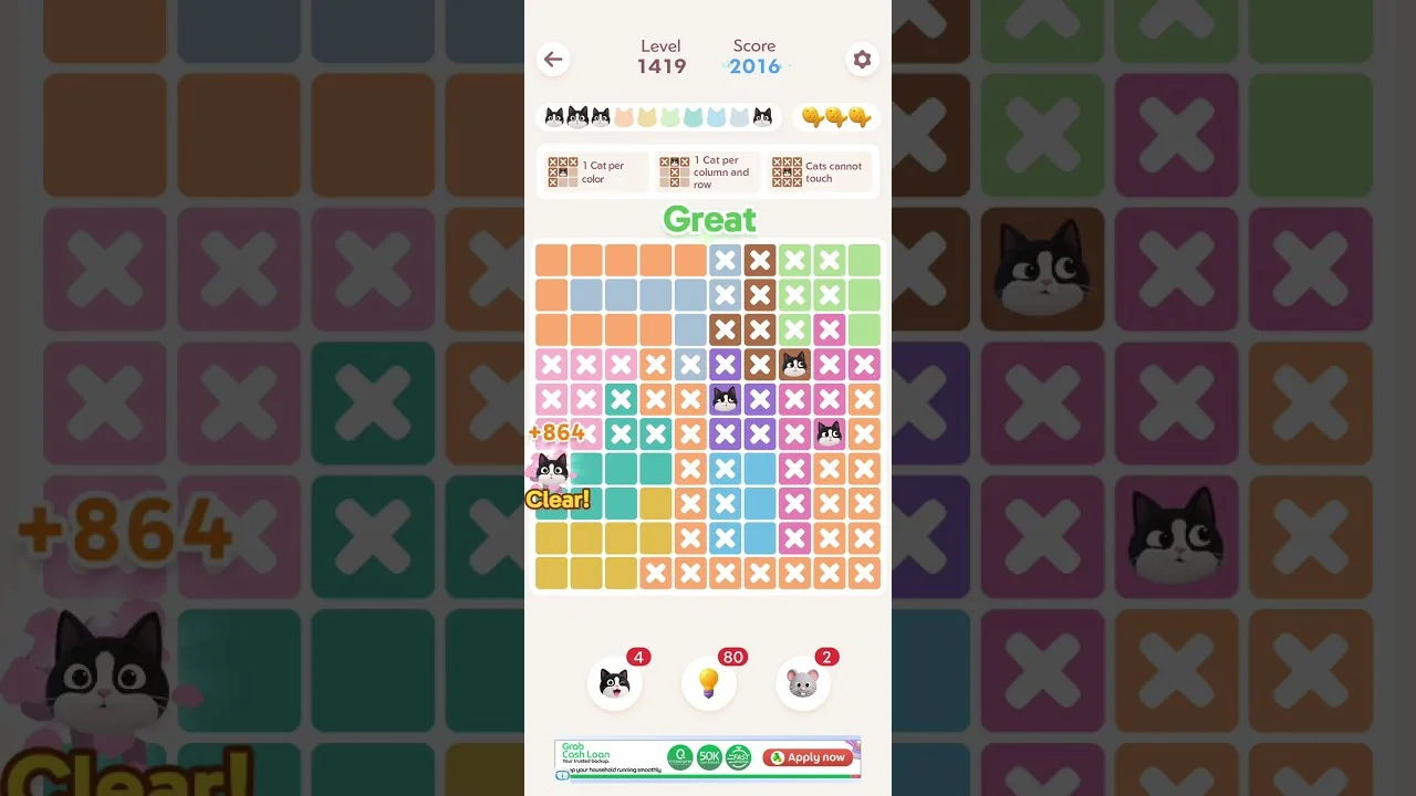 Meowdoku Level 1419 board
