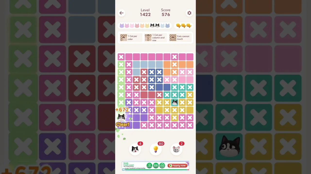 Meowdoku Level 1422 board