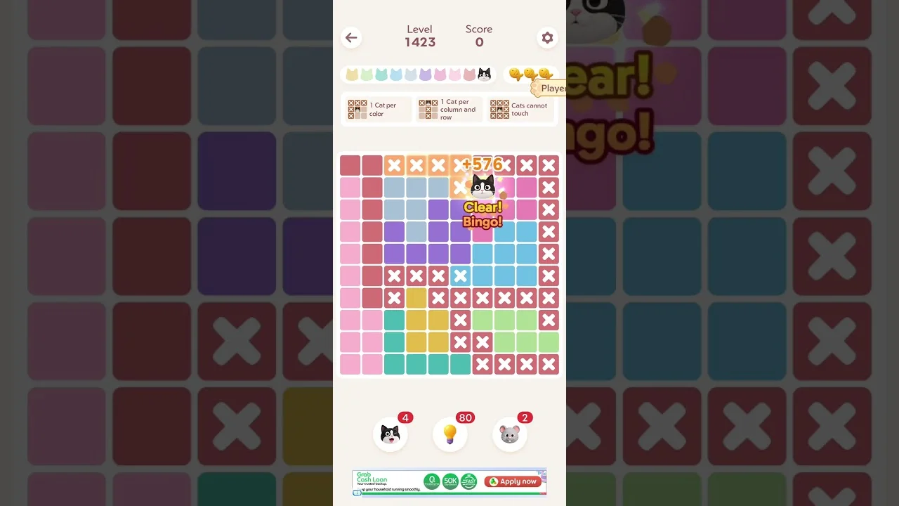 Meowdoku Level 1423 board