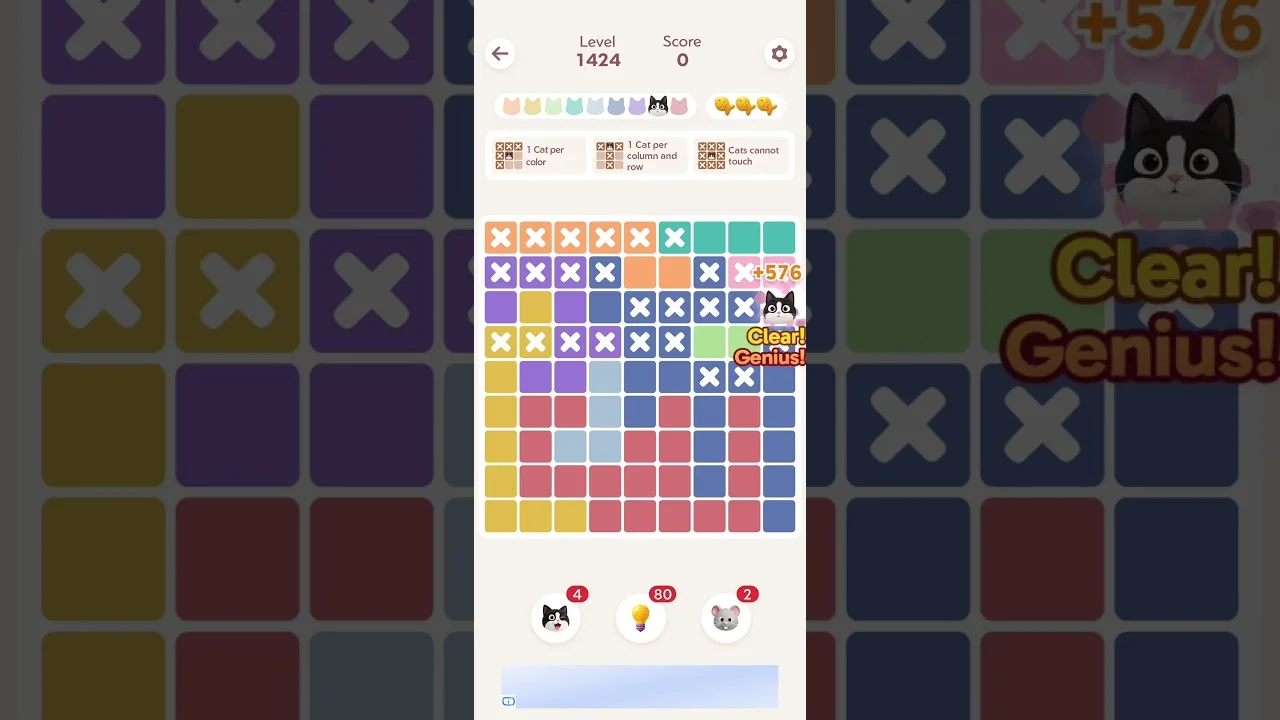 Meowdoku Level 1424 board