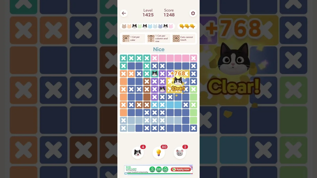 Meowdoku Level 1425 board