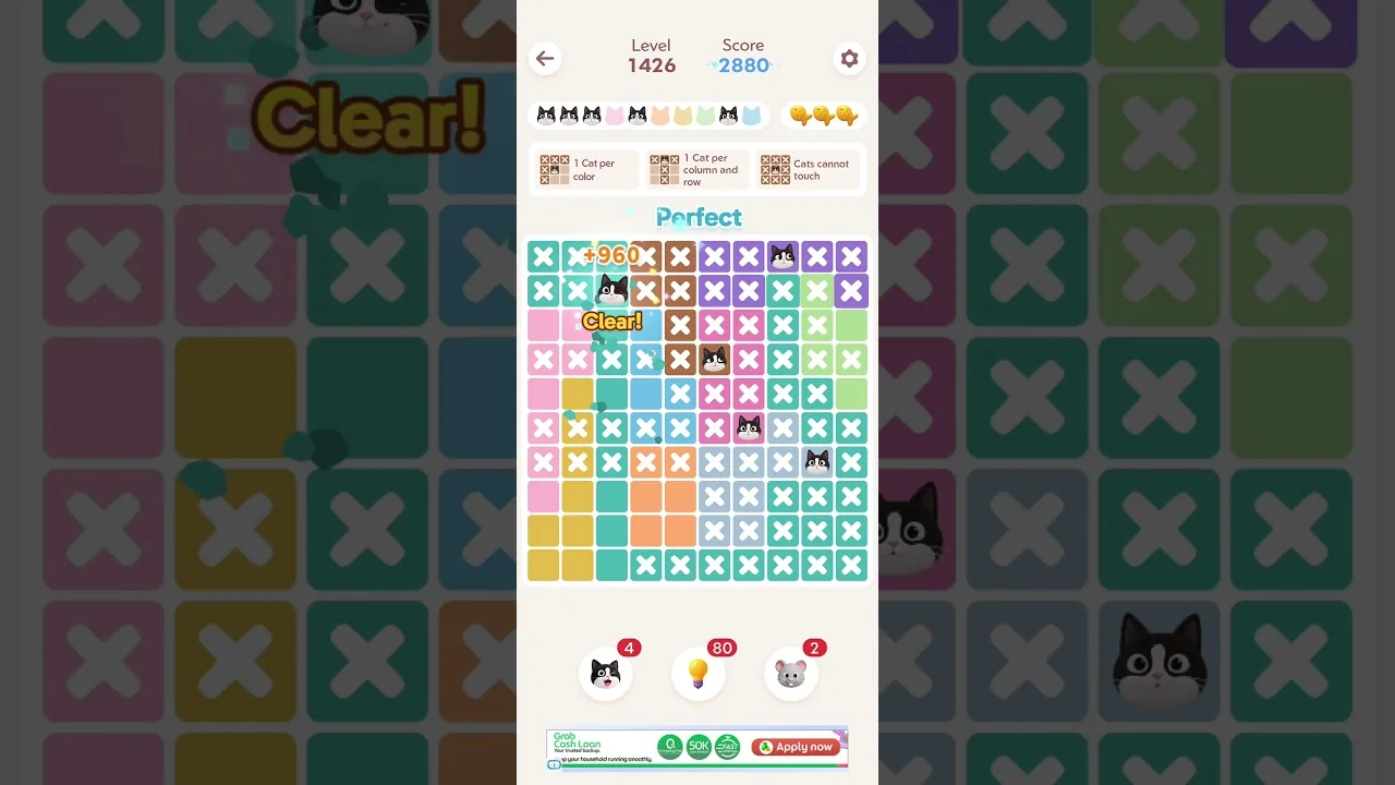 Meowdoku Level 1426 board