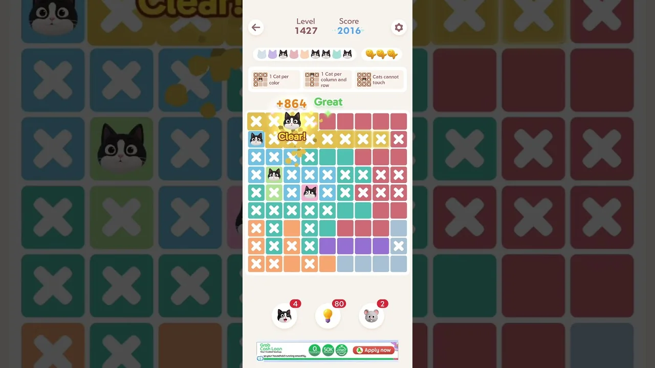 Meowdoku Level 1427 board