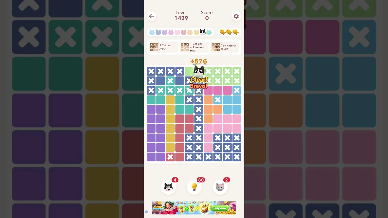 Meowdoku Level 1429 board