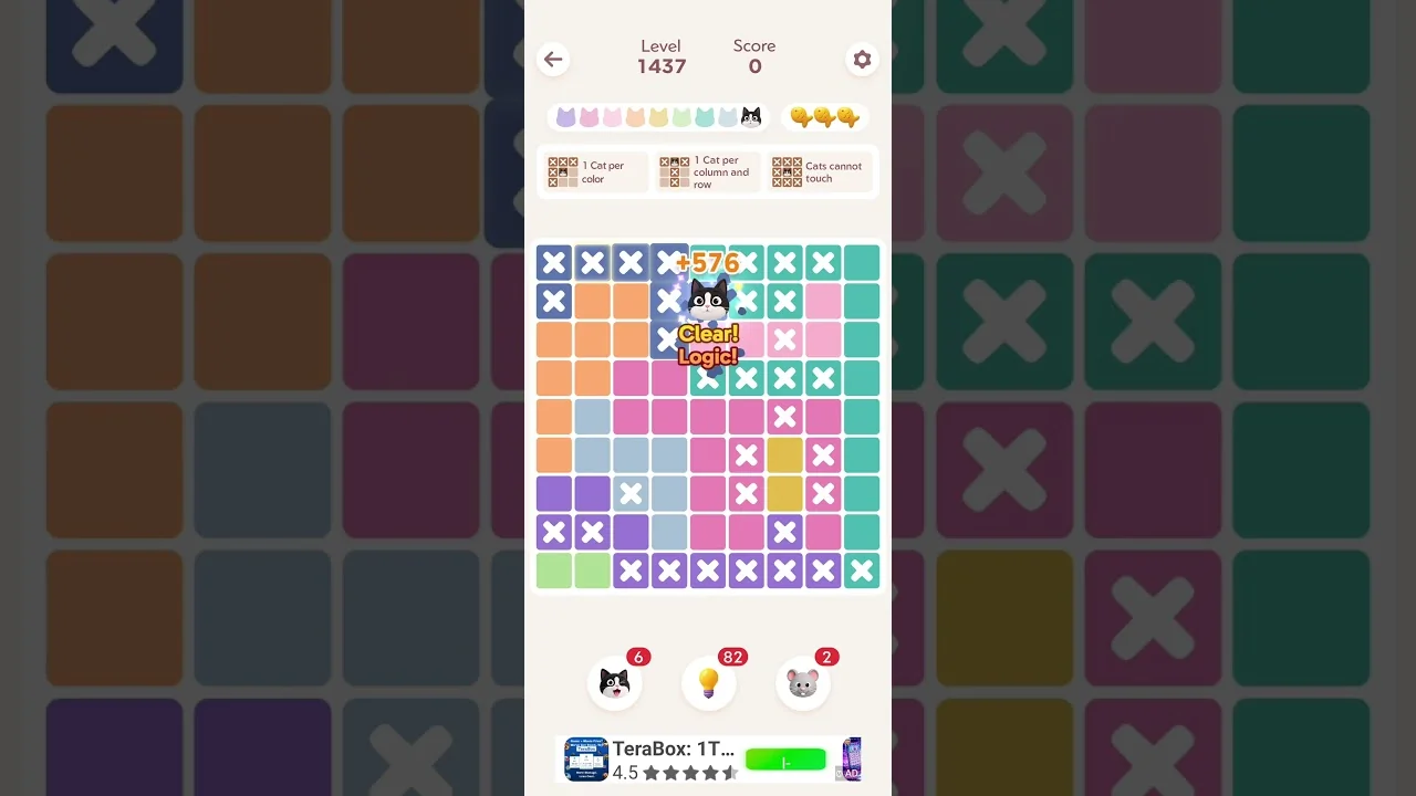 Meowdoku Level 1437 board