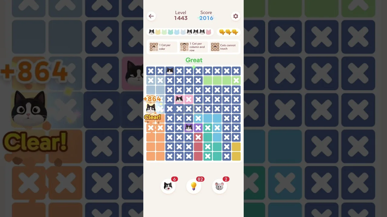 Meowdoku Level 1443 board