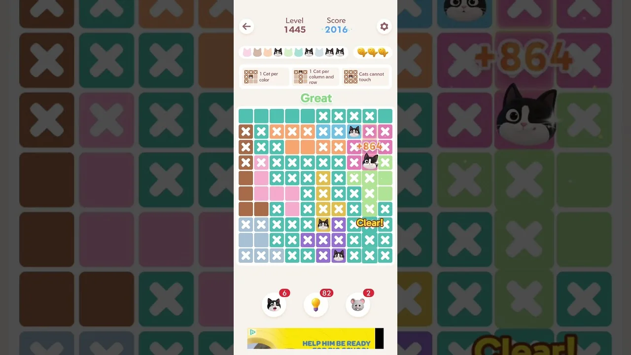 Meowdoku Level 1445 board