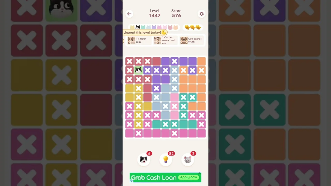 Meowdoku Level 1447 board