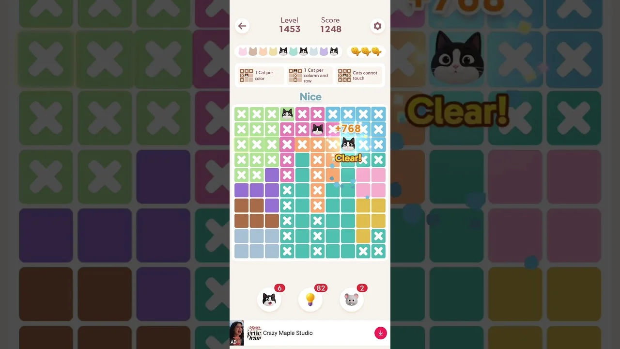 Meowdoku Level 1453 board
