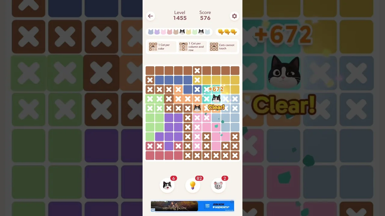 Meowdoku Level 1455 board