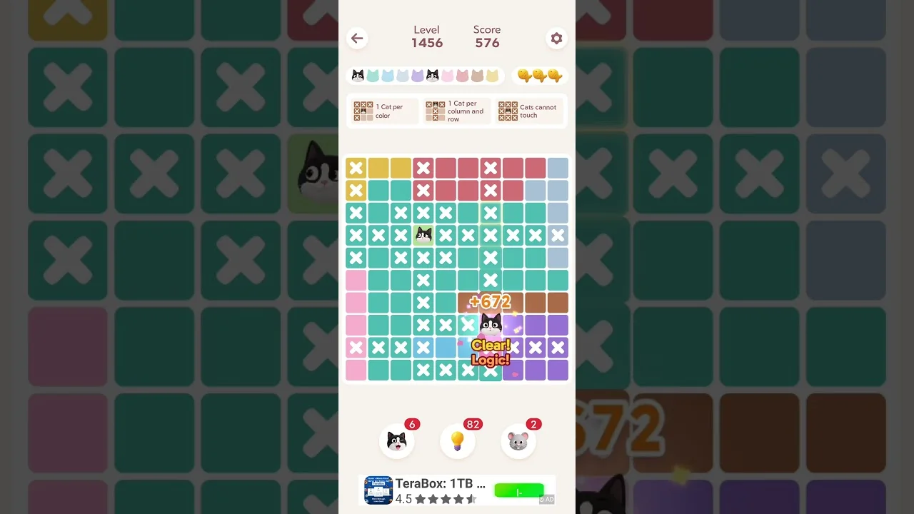 Meowdoku Level 1456 board