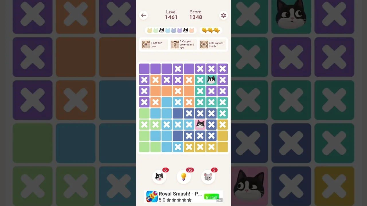 Meowdoku Level 1461 board
