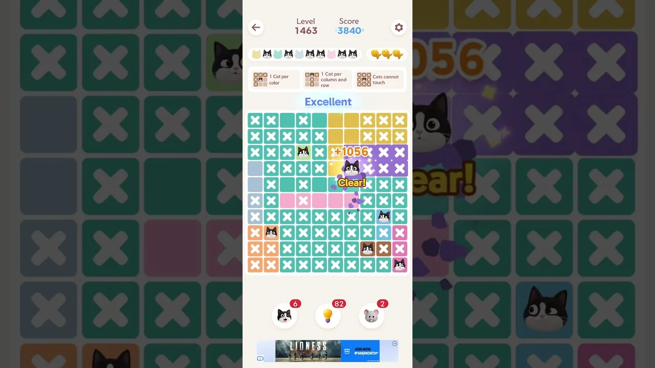 Meowdoku Level 1463 board