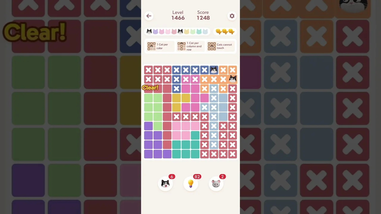 Meowdoku Level 1466 board
