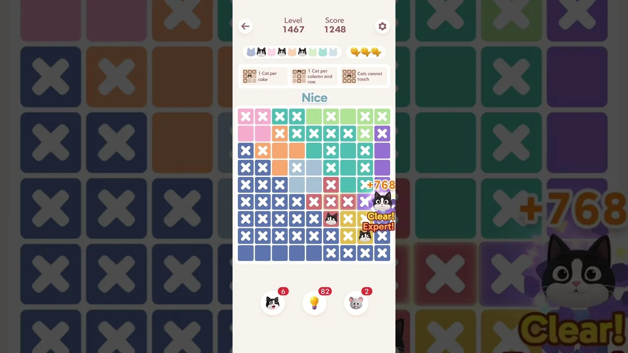 Meowdoku Level 1467 board