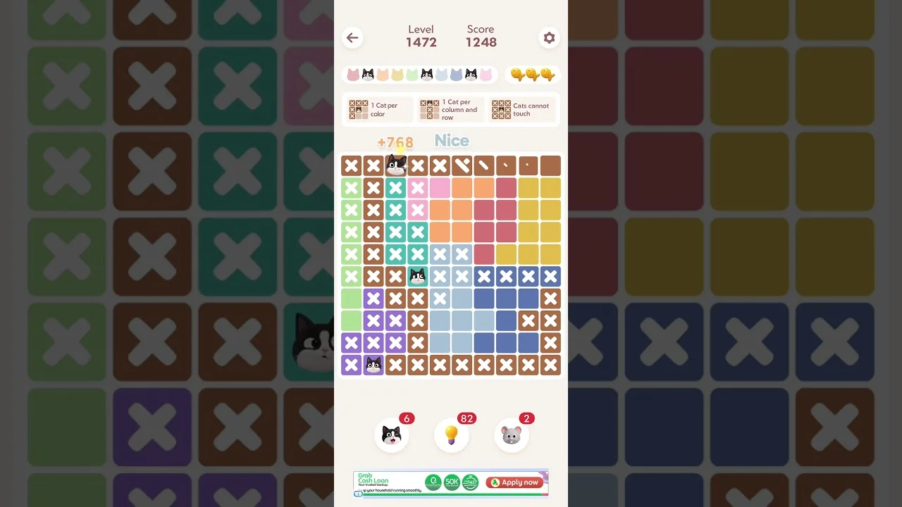 Meowdoku Level 1472 board