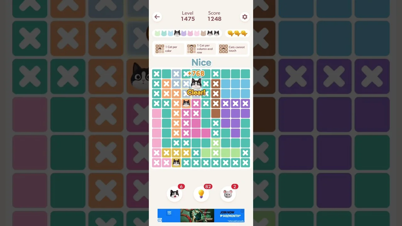 Meowdoku Level 1475 board